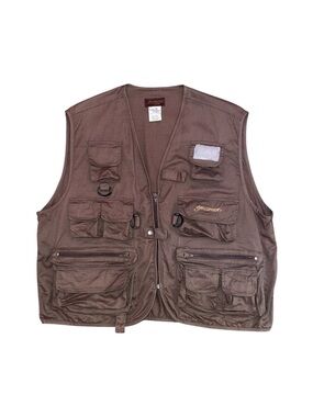 Pflueger Fishing Utility Vest Cargo Pockets Brown Tan Men's L/XL